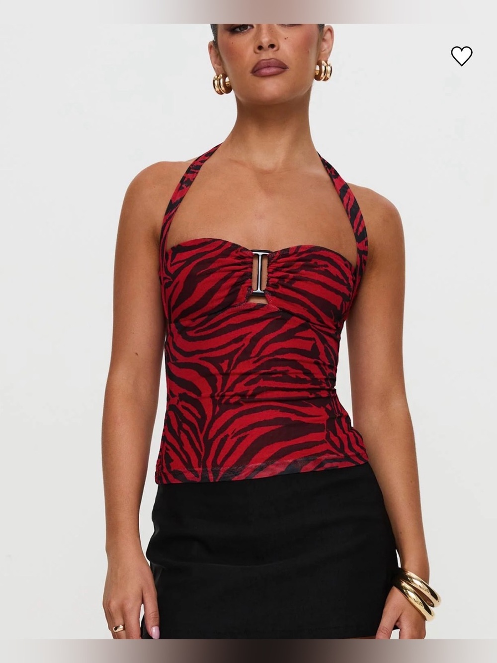 princess polly obsession cielo mesh halter top red zebra